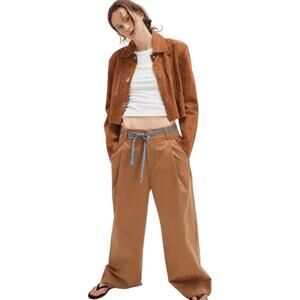 Free People Buckle Back Trousers Tobacco Brown Combo Size 6 NEW NWT!